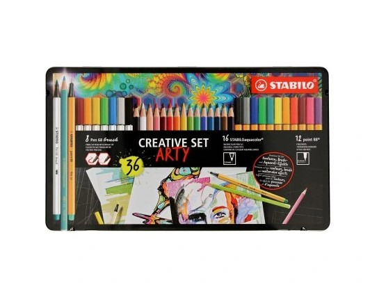 Metal box Pen Arty Stabilo